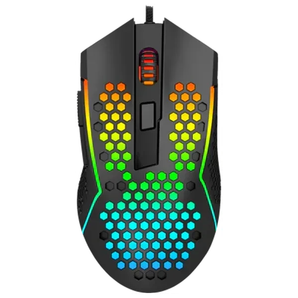 Redragon Reaping Elite M987P-K Lightweight Wired Gaming Mouse, 52000 DPI Sensor, RGB Backlight With 7 Light Modes, 7 Prog Buttons, Anti-Skid Scroll Wheel, 50G Acceleration, 1.8 Meters Cable, Black