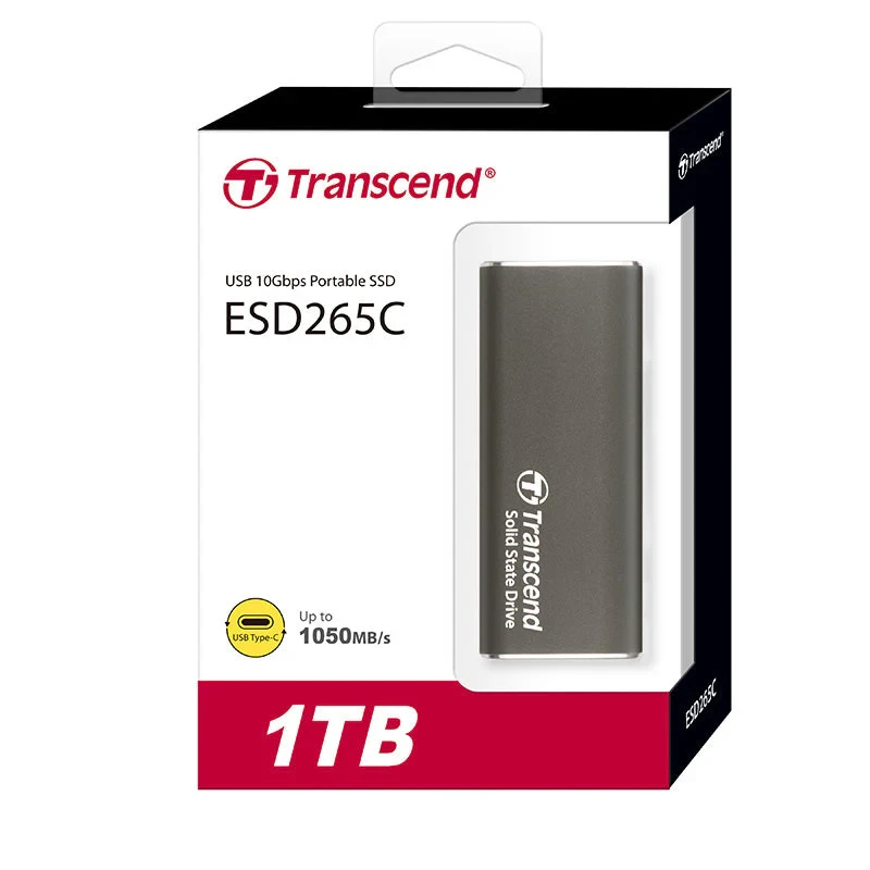 Transcend ESD265C 1TB Portable SSD, up to 1050MB/s USB-C SSD External Hard Drive USB 3.2 Gen 2