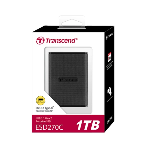 Transcend ESD270C 1TB Portable SSD, up to 520MB/s USB-C SSD External Hard Drive USB 3.1 Gen 2
