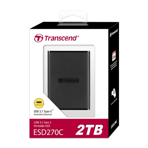 Transcend ESD270C 2TB Portable SSD, up to 520MB/s USB-C SSD External Hard Drive USB 3.1 Gen 2