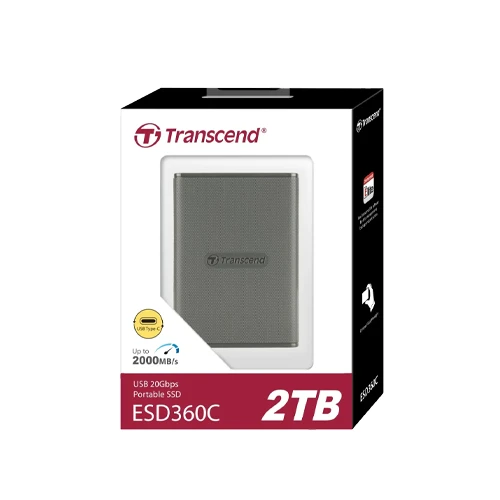 Transcend ESD360C 2TB Portable SSD, up to 2000MB/s USB-C SSD External Hard Drive USB 3.2 Gen 2
