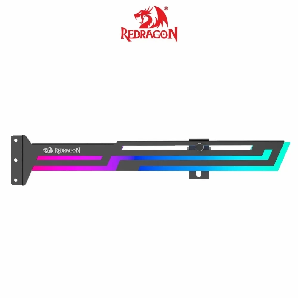 Redragon GCP03 ARGB GPU Support Bracket, 5V 3pin ARGB Graphics Card Holder, Video Card Sag Holder, Adjustable Length and Height Brace Support, Black