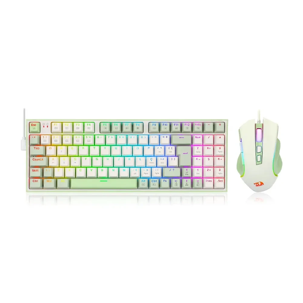 Redragon S134 Ultimate Gaming Rig Mechanical Gaming Keyboard & Mouse Combo - Green & White
